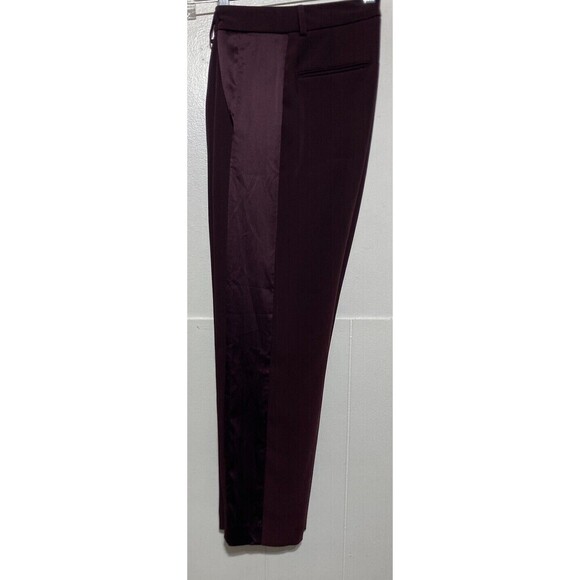 Victorias Secret Dress Pants Women Size 8 Burgundy Satin Tuxedo Stripe Ankle - Picture 5 of 8
